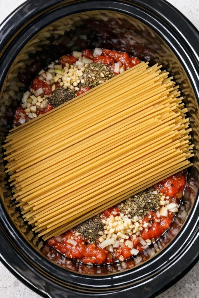 cooking pasta in crockpot