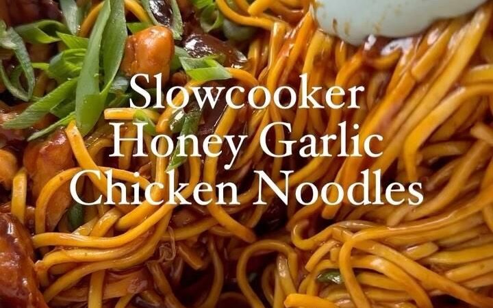 slow cooker honey garlic chicken noodles