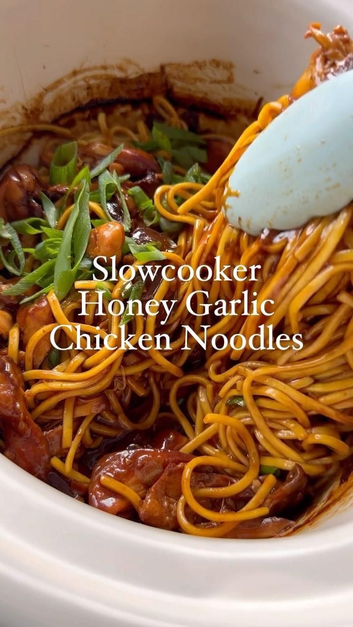 Slow Cooker Honey Garlic Chicken Noodles