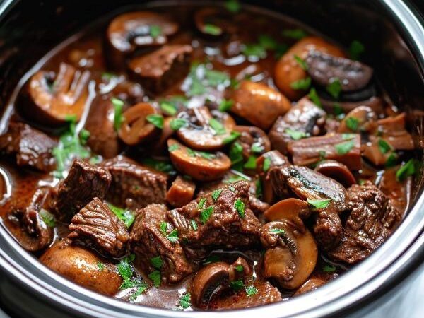 slow cooker mushroom stroganoff