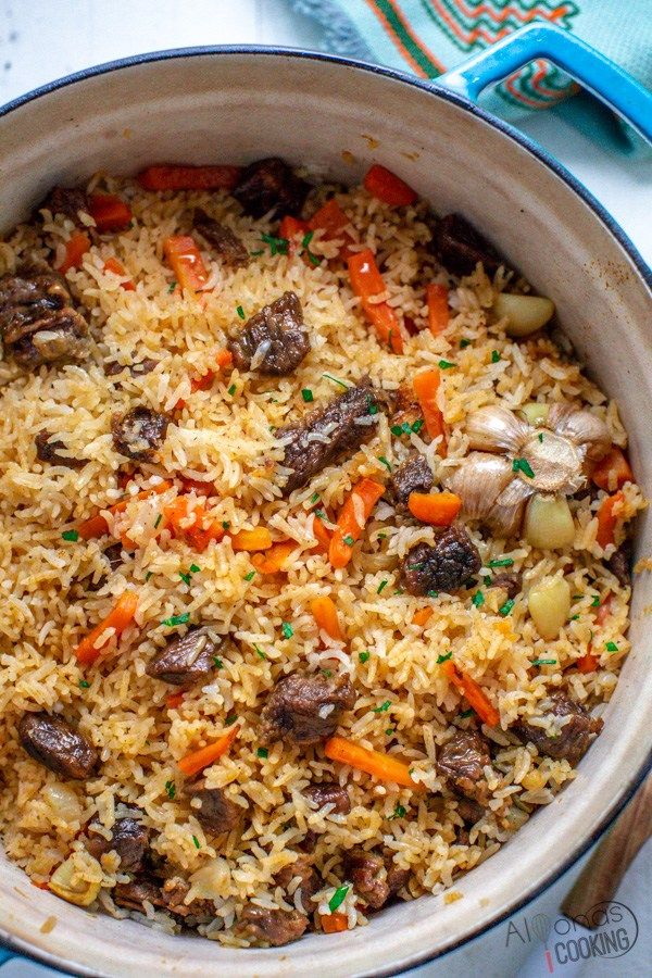spicy rice pilaf meal